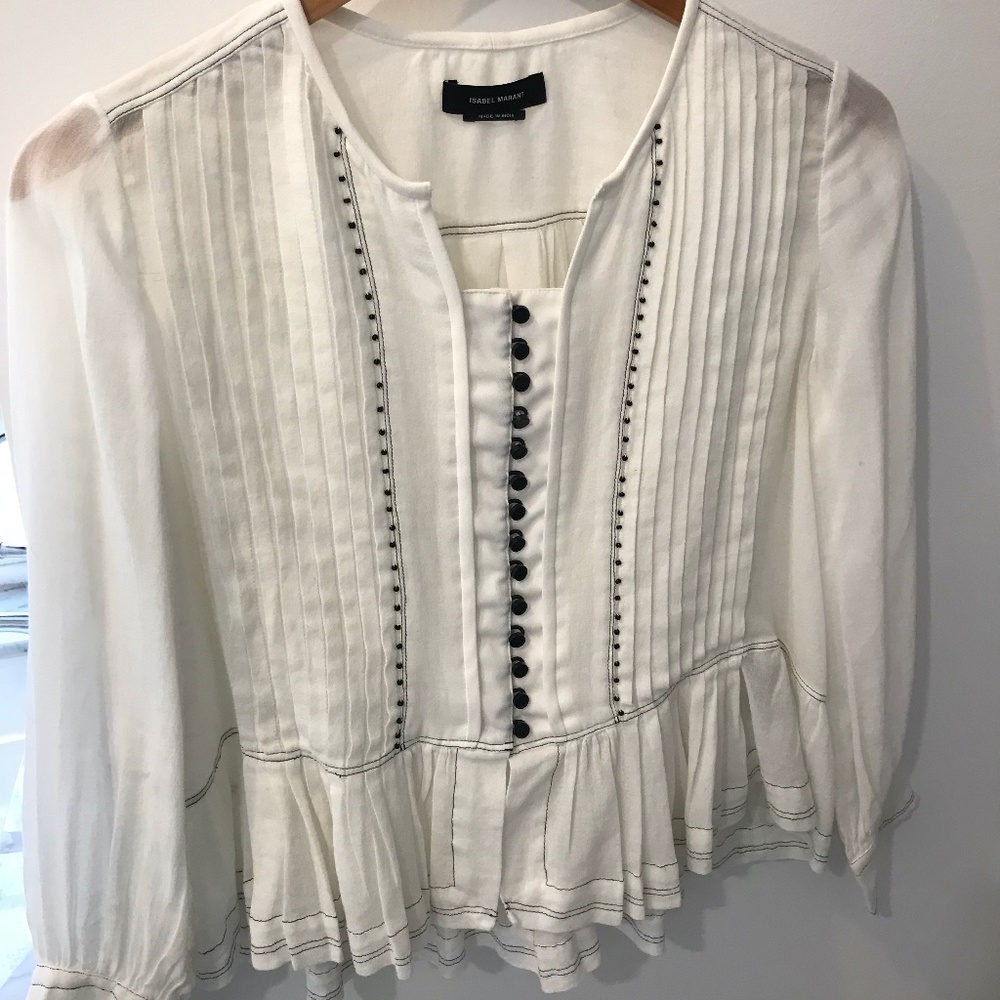 Isabel Marant White Blouse with Black Buttons